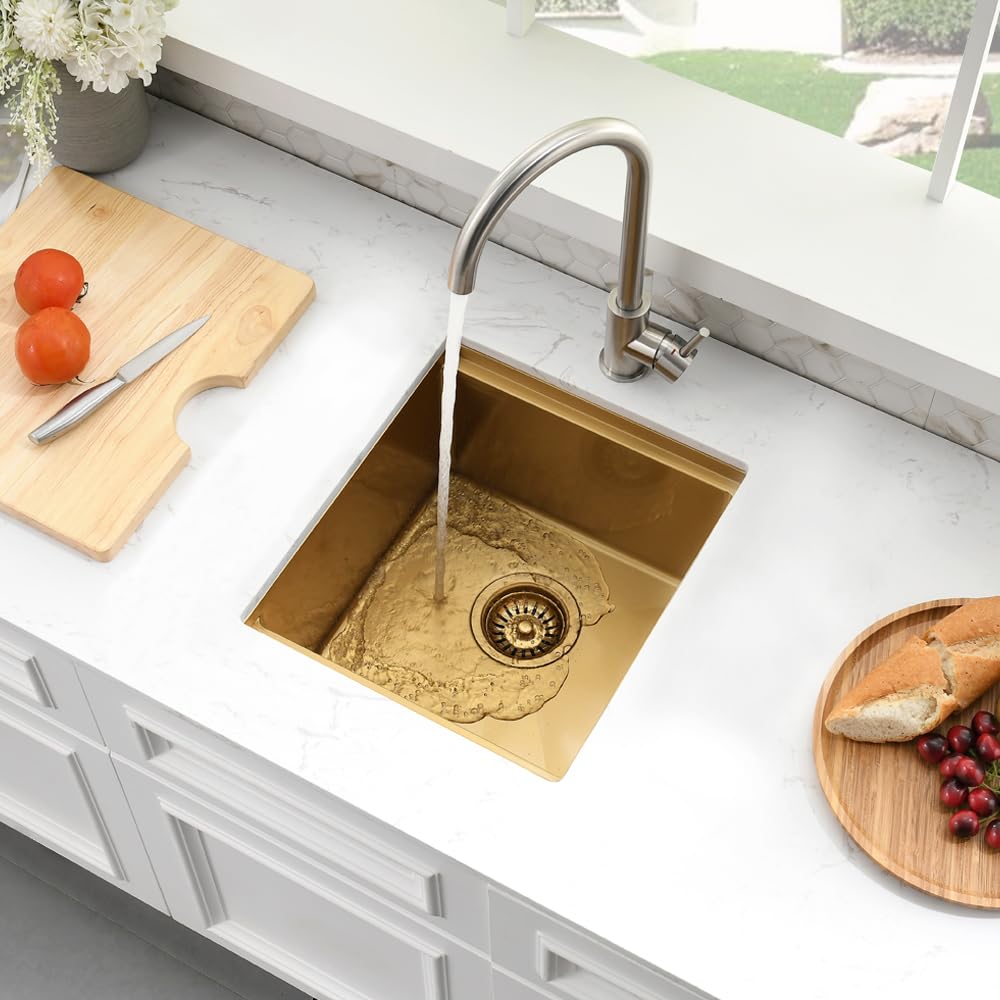 Brass Bar Sink Undermount, 15 x 17 Inch