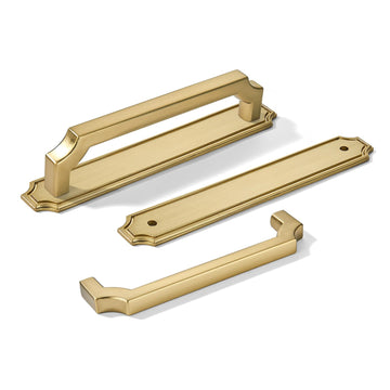 5 Pack 5 Inch Hole Center Champagne Bronze Cabinet Pulls with Backplate - Heavy-Duty Handles Cabinets - Solid Base