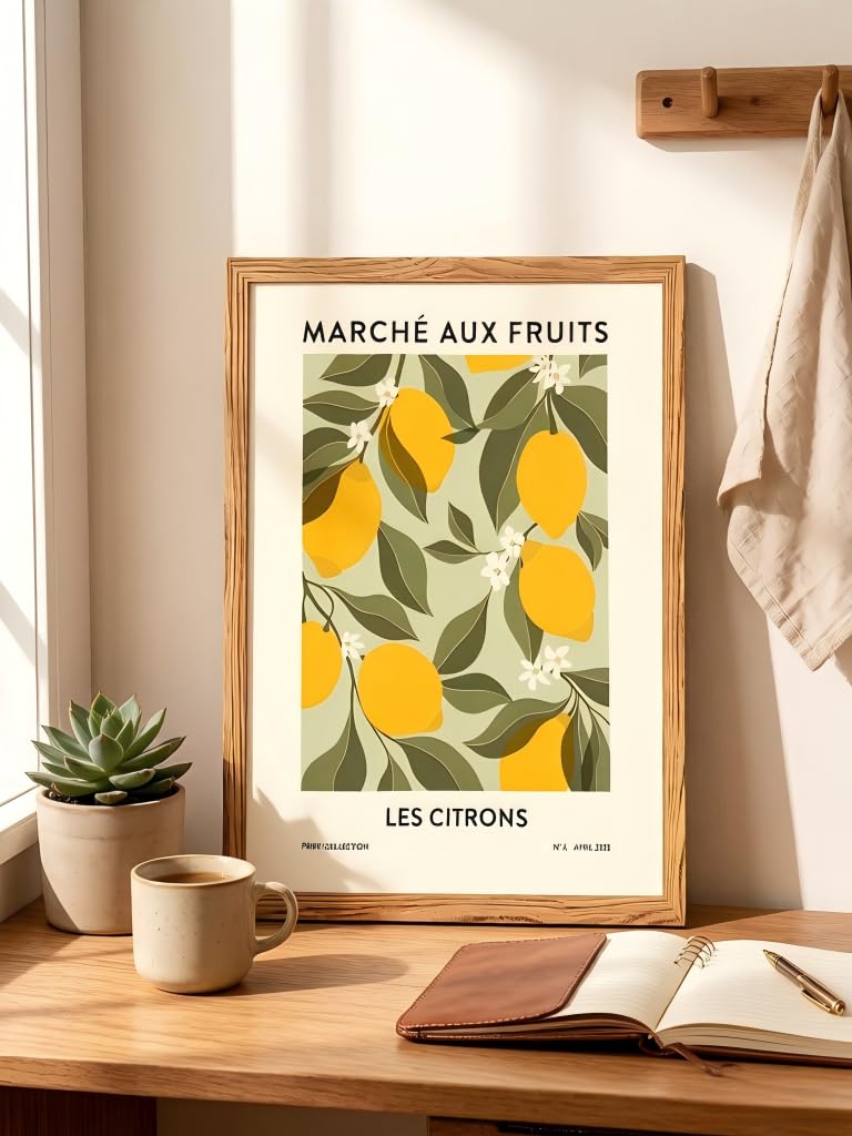 Fruit Market Vintage Lemon Kitchen Framed Canvas Wall Art 16x24in