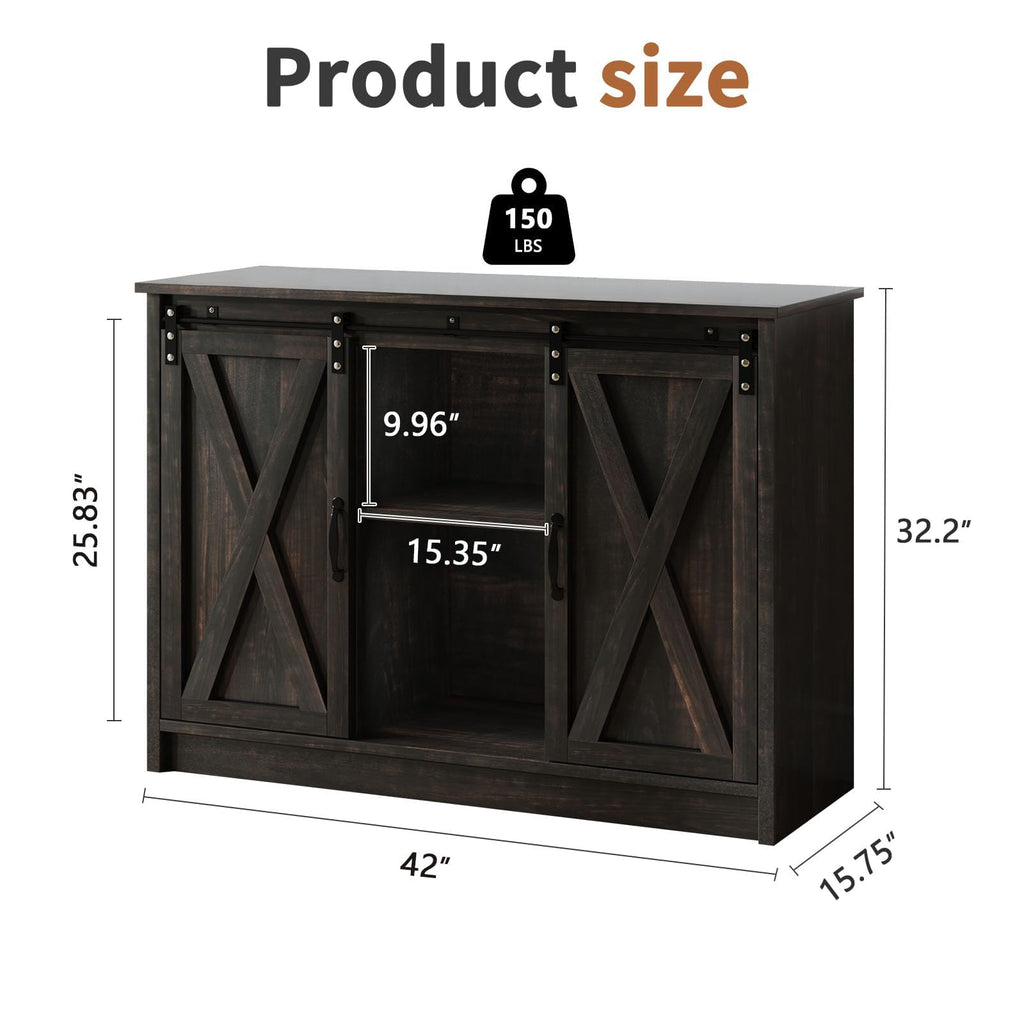 Farmhouse Coffee Bar, 42 Inch Coffee Bar Cabinet, Espresso