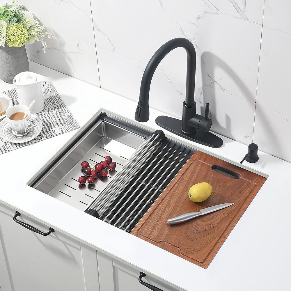 27 Inch Undermount Kitchen Sink, Stainless Steel Workstation Sink
