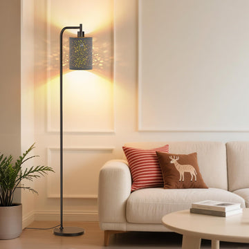 Floor Lamp with Linen Shade, Dimmable Tall Standing Lamp with Remote Control & 3 Color Temperatures, Modern Floor