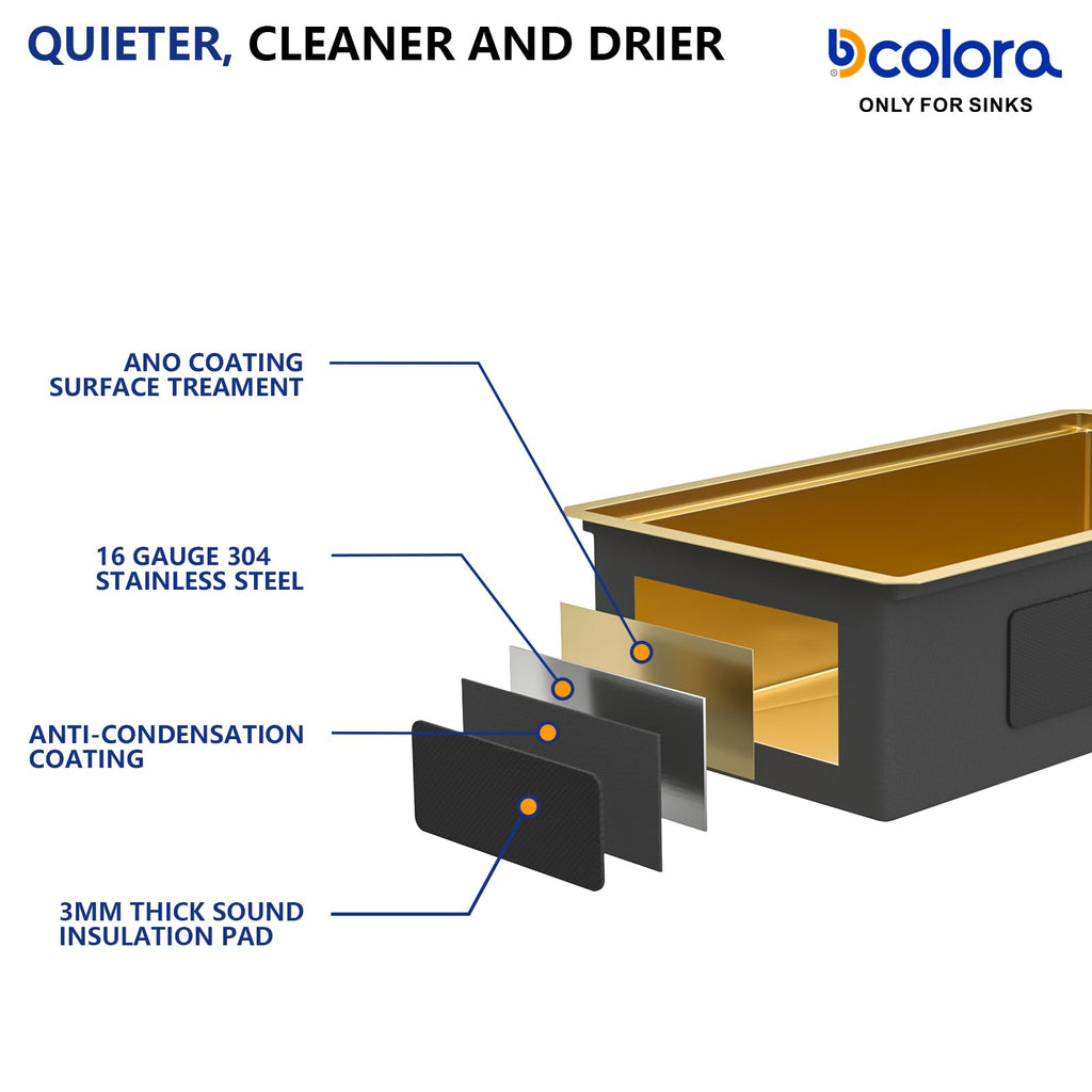33 In. Gold Undermount Kitchen Sink, Workstation with Valued Accessories, Heavy Duty 16 Gauge 304 Stainless Steel