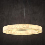 Alabaster Chandelier, Modern Round Chandeliers for Dining Room Living Room, Dimmable Chandelier for Bedroom Entryway Foyer, Marble Round Light Fixture for Kitchen Hallway (D30in) A125-B0CG9PJ963