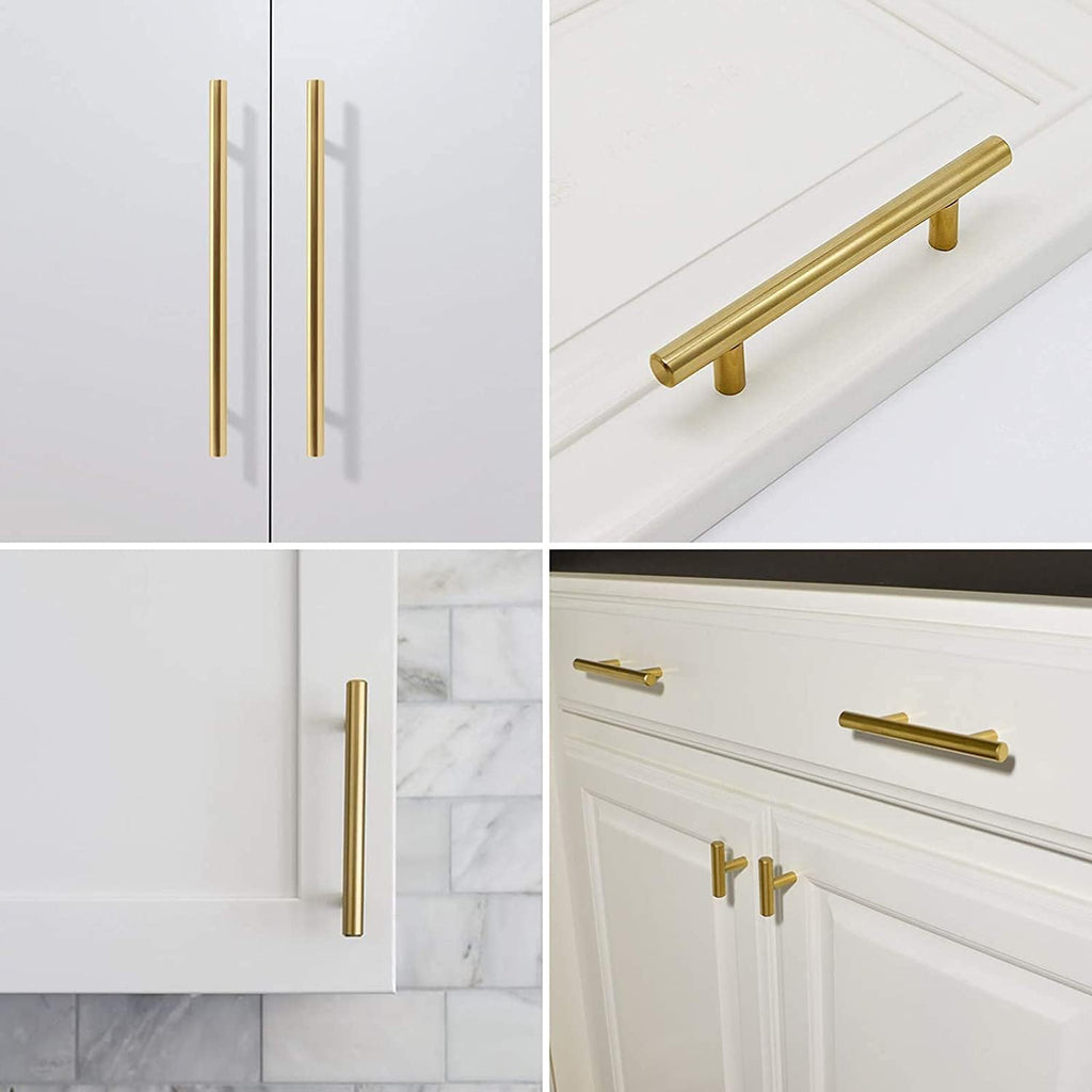 30 Pack 5 Inch Gold Cabinet Handles Kitchen Cabinet Handles for Drawer Pulls Brushed Gold Pulls Stainless Steel Modern