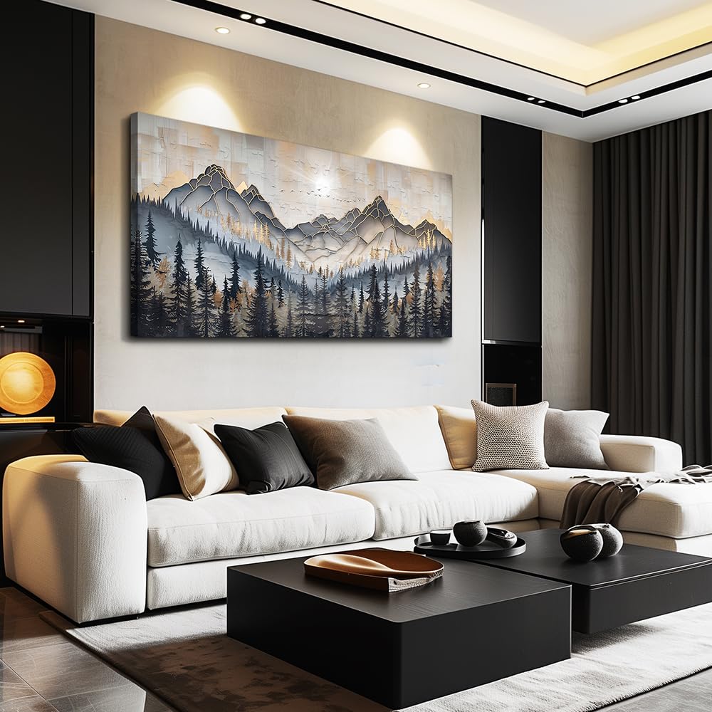 Large Wall Art Wall Decor Modern Office Dining Room Decor Abstract Ink-Wash Landscape Mountain Wall Pictures Printed
