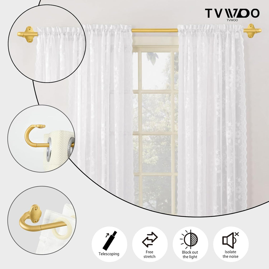 Gold Wrap Around Curtain Rods 2 Pack:Small Blackout Adjustable Window Curtain Rod for Bedroom Kitchen Apartment