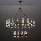 2 Tier Black Wagon Wheel Chandelier, 60 Inch Farmhouse Chandelier with Glass Tube, 30-Light Large Round Chandeliers for Dining Room, Living Room, Bedroom and Entryway A115-B0F29N96NH