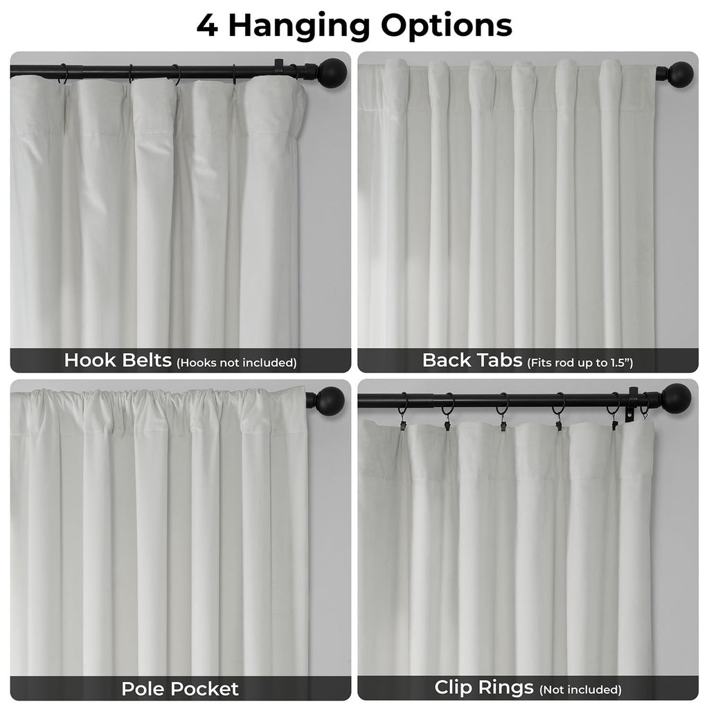 Heritage Plush Velvet Curtains 108 Inches Long Room Darkening Curtains 100W x 108L, (1 Panel), Pillow White