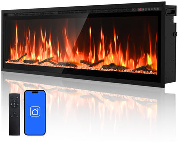 60" Smart Linear Electric Fireplace, WiFi App Voice & Remote Control