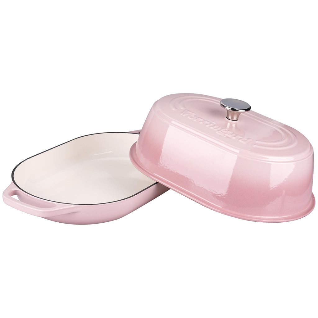Enameled Cast Iron Dutch Oven Pot with Dome Lid, Oval Bread Oven made Sourdough Bread Baking, Oven Safe up to 500°F