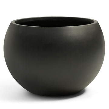 21.3"Dia x 14.8"H Extra Large Fiberstone Sphere Planter, Black Round Pot