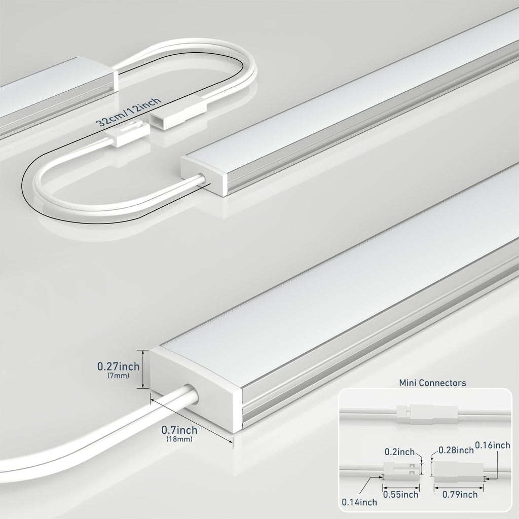 Under Cabinet Lighting Plug in. 6 PCS 12 Inch Likable Low Profile Bright Light Strips. Dimmable 24W LED Kit Cabinets