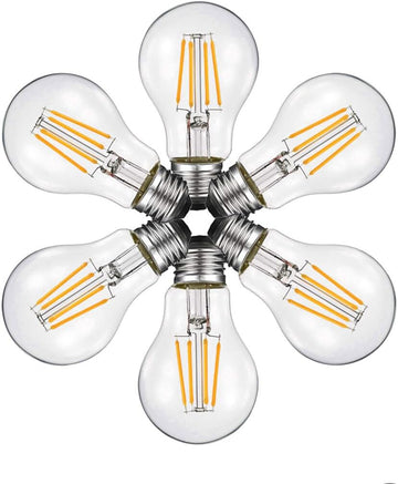Dimmable Led Edison Bulb A19, 4W Vintage Filament Light Bulb, 40W Incandescent Equivalent, Soft Warm White 2700k, 360