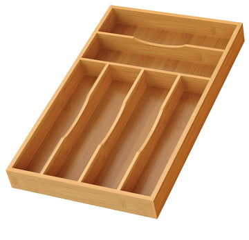 Bamboo Silverware Organizer, Bamboo Kitchen Drawer Cutlery Organizer, Utensil Holder, Flatware Organizer Tray