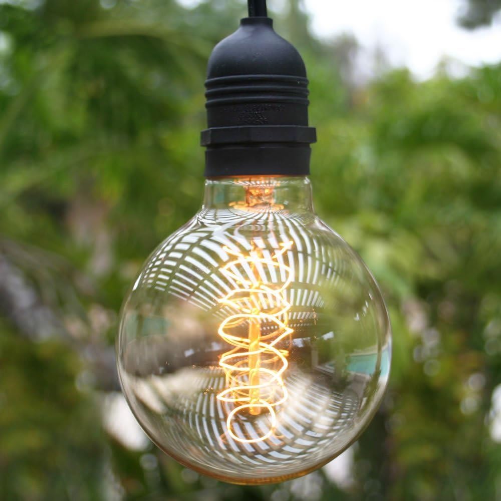 G30 Edison Globe Bulbs (2 Pack)- G95 E27 Antique Incandescent Bulb 40W Equivalent Warm White Lamps,Spiral