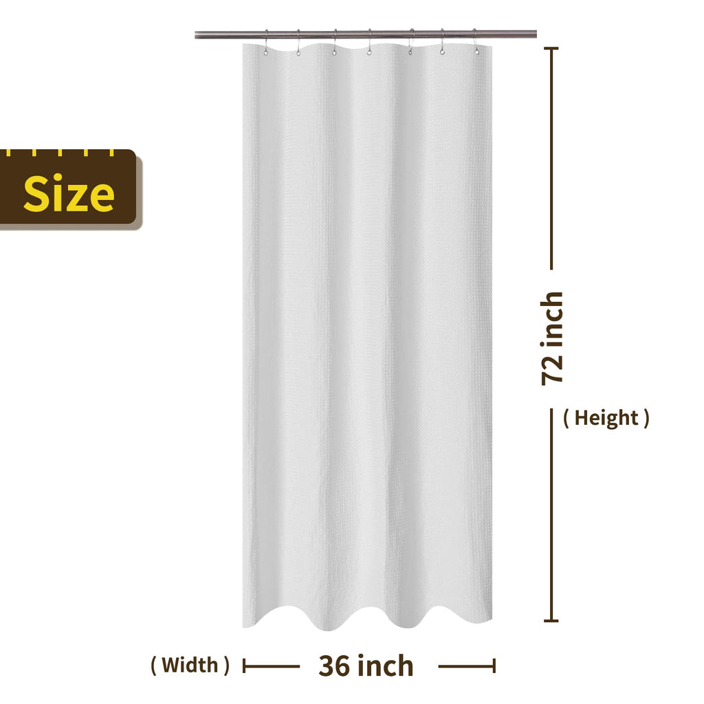 Narrow Stall Shower Curtain Waffle Weave 36x72, White