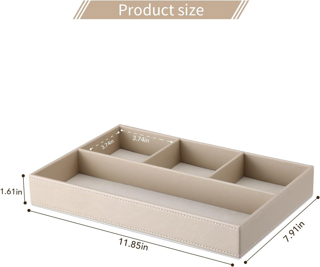PU Leather Valet Tray, Stackable Jewelry Trays for Dresser, Drawer Nightstand Organizer Bedside Trays for Men Women
