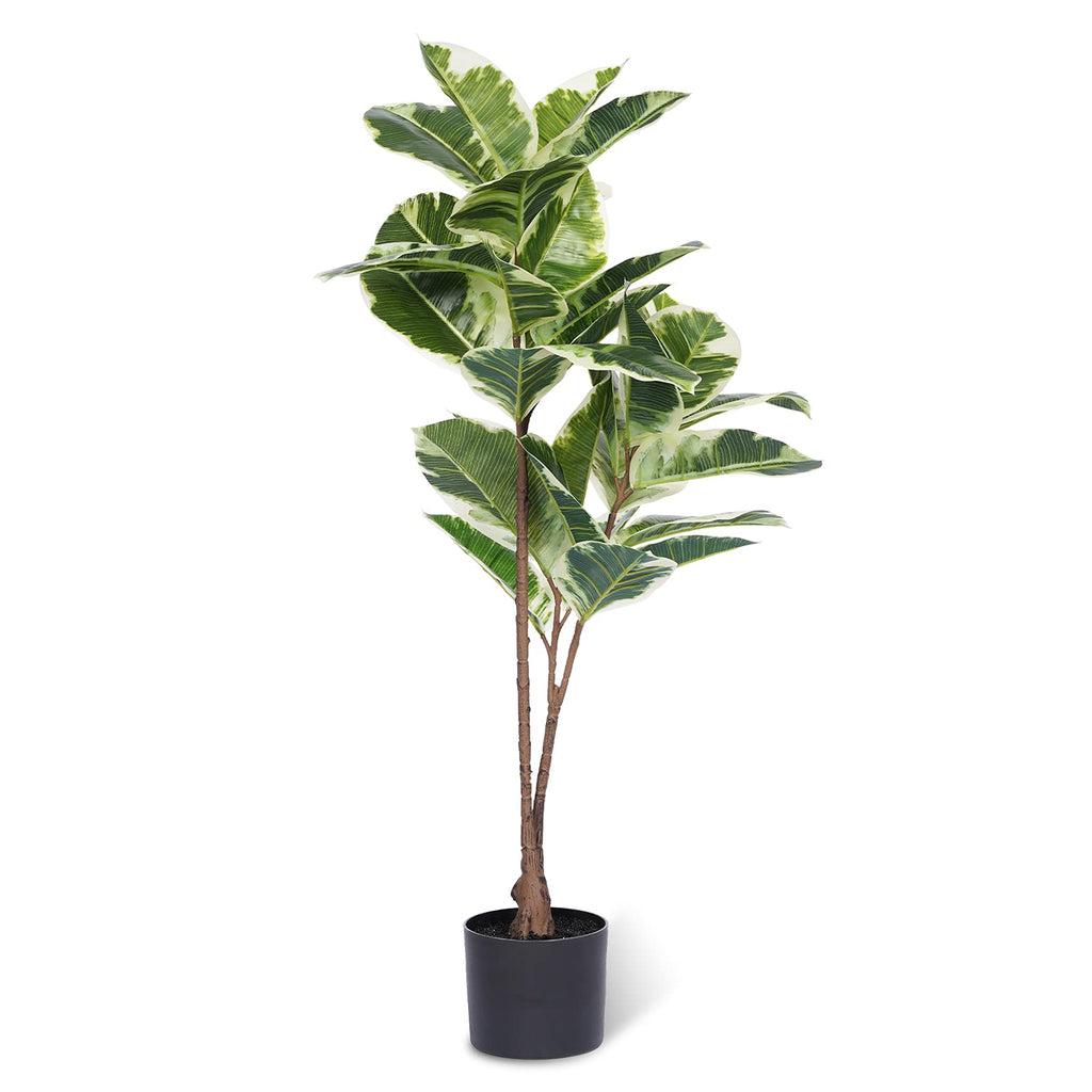 Artificial Rubber Tree Plant 43in Tall Faux Ficus Tree Potted Fake Tropical Decorative House Large Floor Artificial