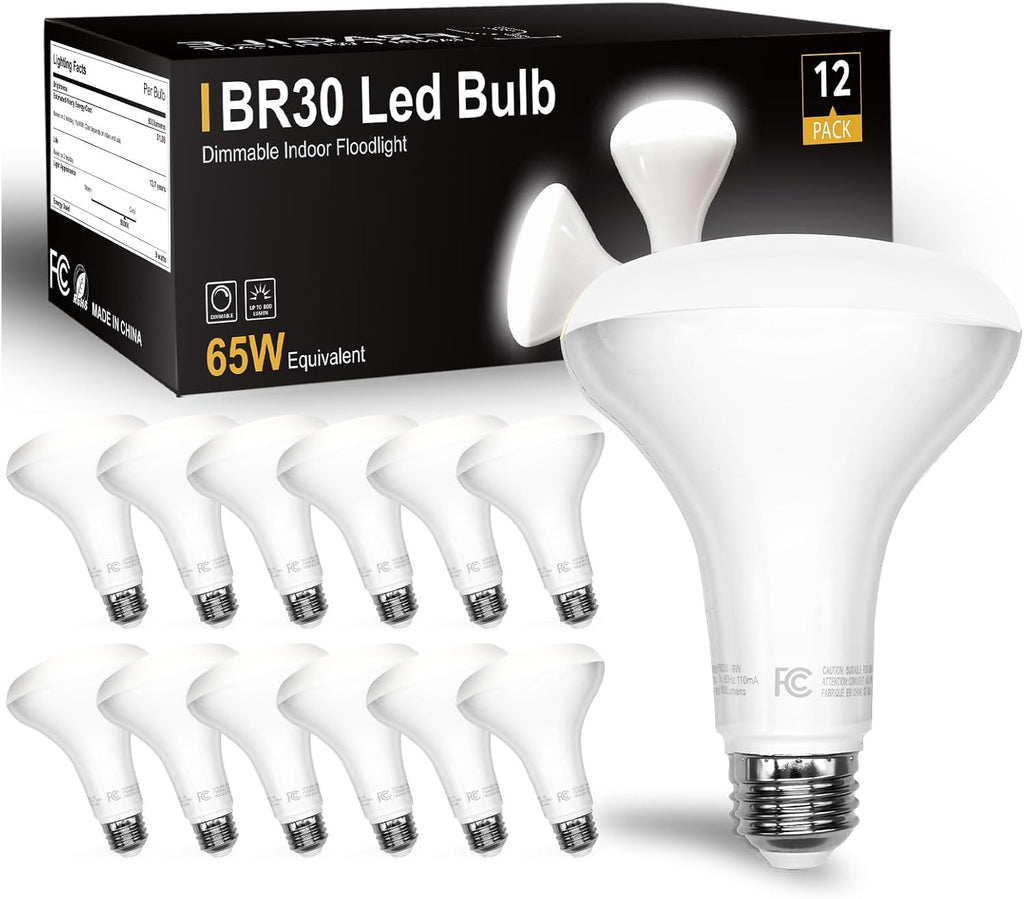 BR30 LED Light Bulbs Indoor Flood Light, 5000K Daylight White LED Bulb 65W Equivalent, Dimmable, E26 Base, 800LM