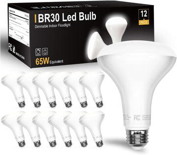 BR30 LED Light Bulbs Indoor Flood Light, 5000K Daylight White LED Bulb 65W Equivalent, Dimmable, E26 Base, 800LM