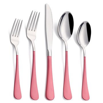 20-Piece pink Silverware Set, 18/0 Stainless Steel pink Handle Flatware Set, Service for 4, Modern Cutlery Set
