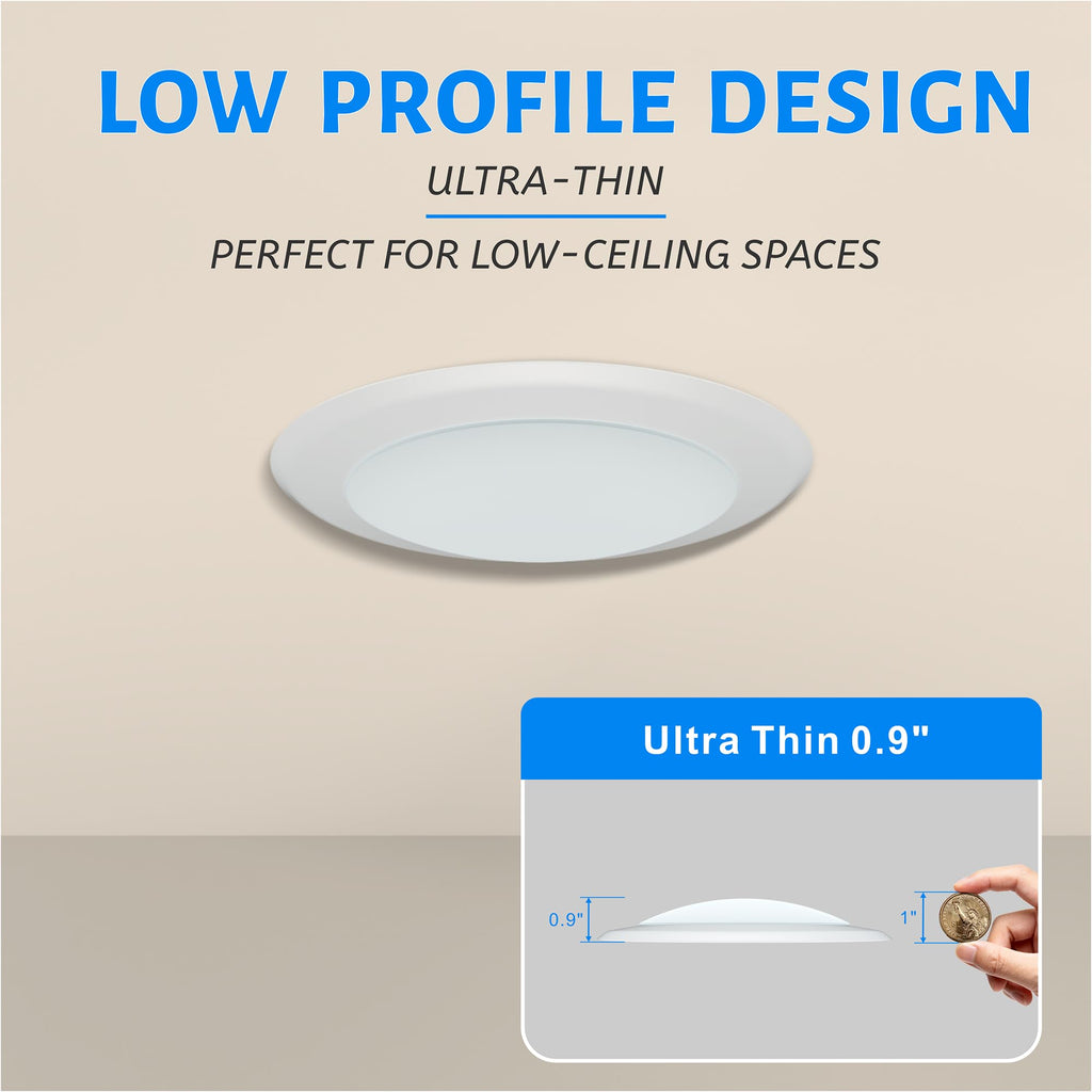 6 Inch LED Disk Downlight, 4000K Dimmable Ceiling Downlight, 10Pack