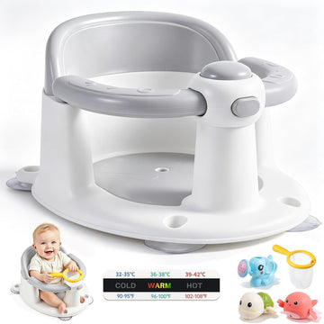 Bath Seat for Babies 6 Months & Up, Temperature Alert Baby Bathtub Seat for Babies Sitting Up, Non-Slip Toddler Bath