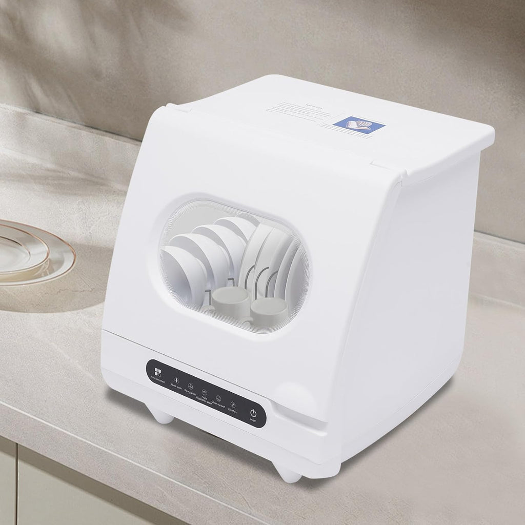 Countertop Dishwasher for 6 Sets, Mini Dishwasher with 5L Water Tank Fits Small Kitchens, Apartments, RVs