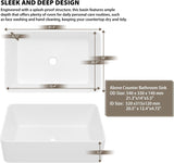 Rectangular Bathroom Vessel Sink 21"x14" Rectangle Above Counter White Porcelain Ceramic Vessel Vanity Sink Art Basin