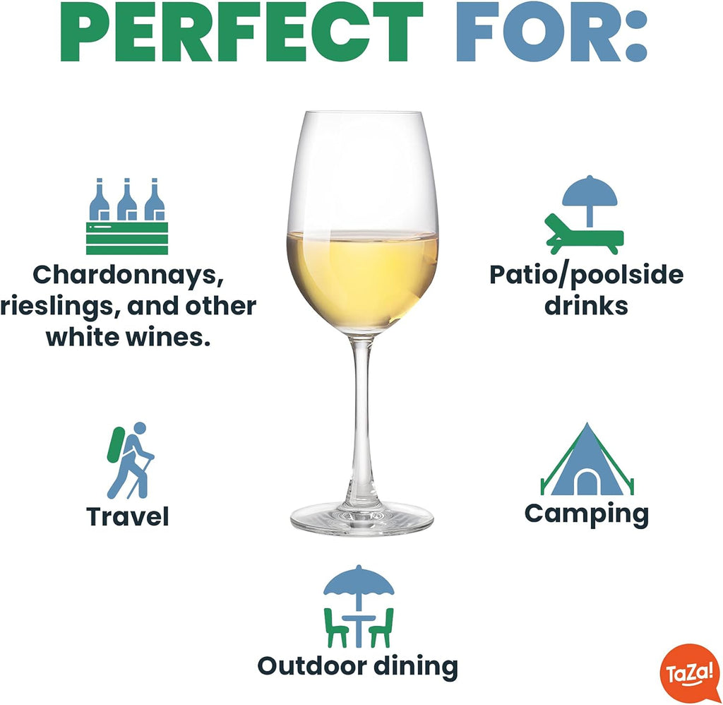 Outdoor Plastic Wine Glasses With Stem (12oz) | Unbreakable Tritan Stemware For Travel, Pool, Camping, Beach, Picnic
