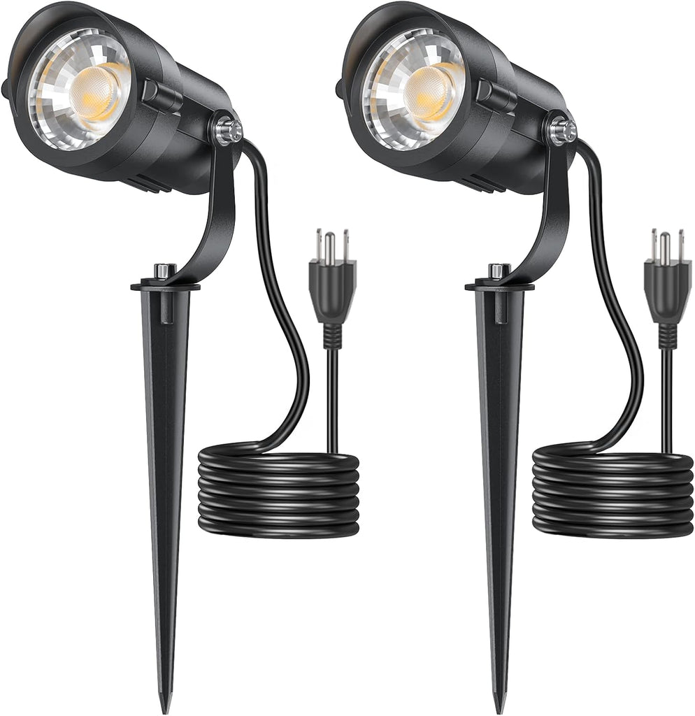 12W Spot Lights Outdoor 110V to 120V Landscape Lighting Waterproof Spotlight with 4.9ft 3-Plug LED Plug in Landscape