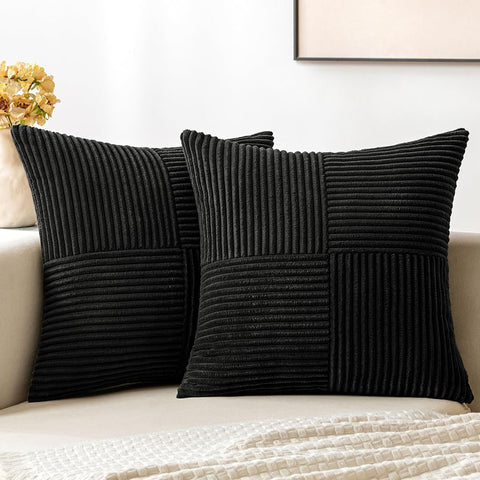 Black Decorative Throw Pillow Covers 18x18 Inch