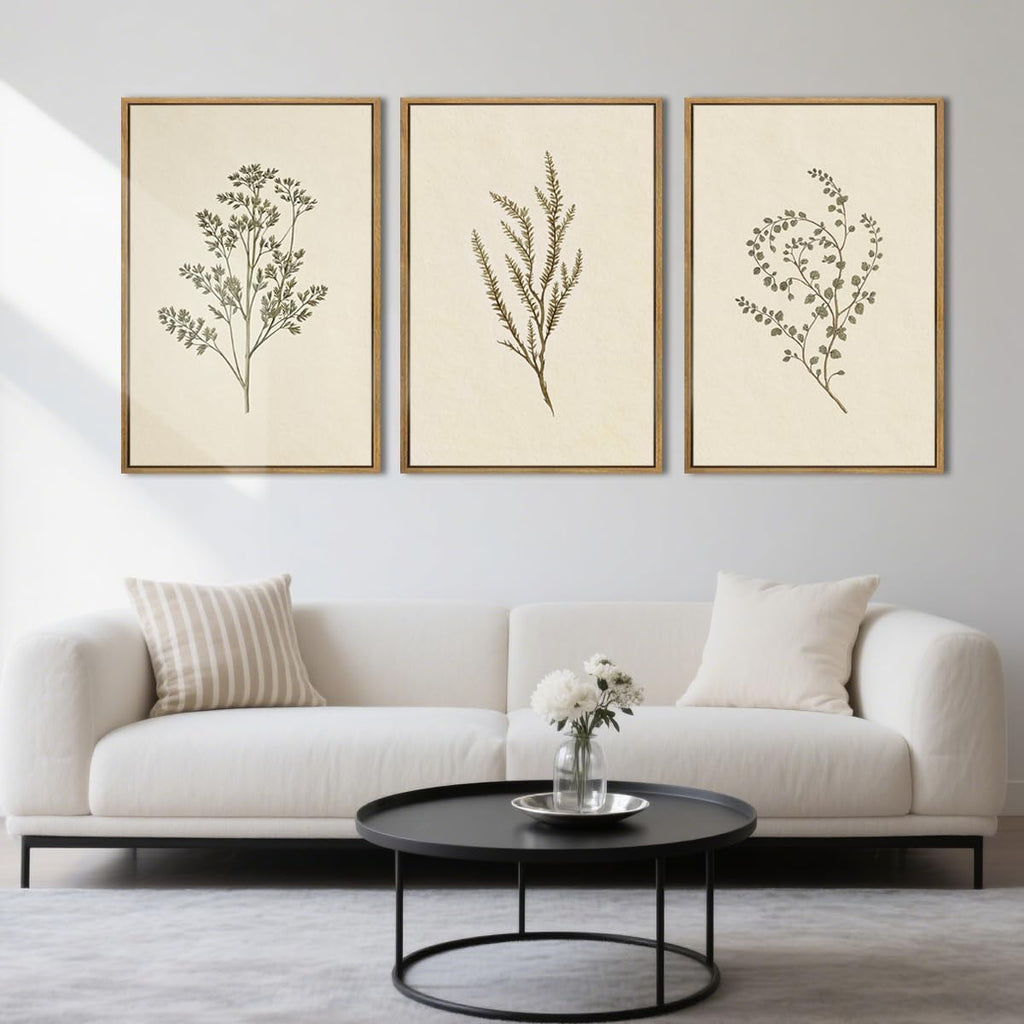 Neutral Beige Floral Canvas Wall Art Large Cream Botanical Wall Decor Vintage Minimalist Modern Paintings 16x24 Inch