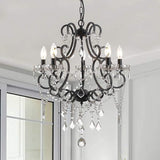 5 Lights K9 Crystal Chandelier, Modern Raindrop Candelabra Pendant Lamp, Candle Ceiling Hanging Lighting Fixture, for Dining Room, Living Room, Black A109-B081L3L45Z