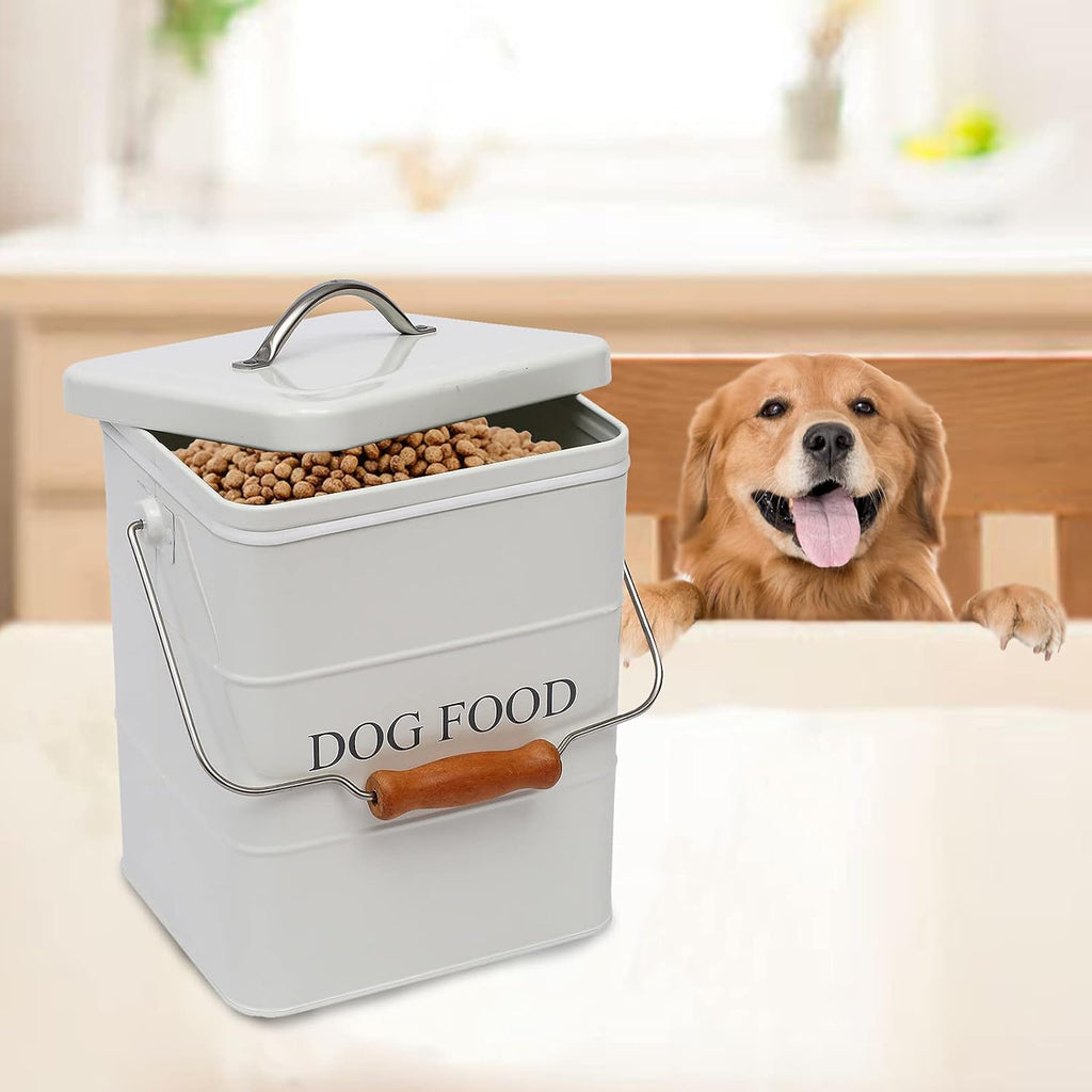 Dog Food Treat Storage Container with lid scoop included - Perfect Farmhouse Dog Food Bin Countertop, Shelf