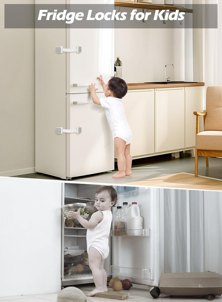 12 Pack Baby Proofing Safety Locks Child Safe for Cabinet Drawer Fridge Oven Dishwasher Doors, Toilet Seat & Lid