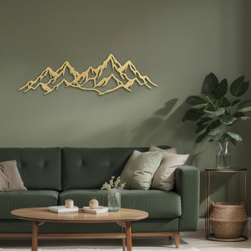 Metal Wall Art Decor Dynamic Mountain Peaks Modern Abstract Wall Sculpture Hangings Home Decoration - 12" Gold