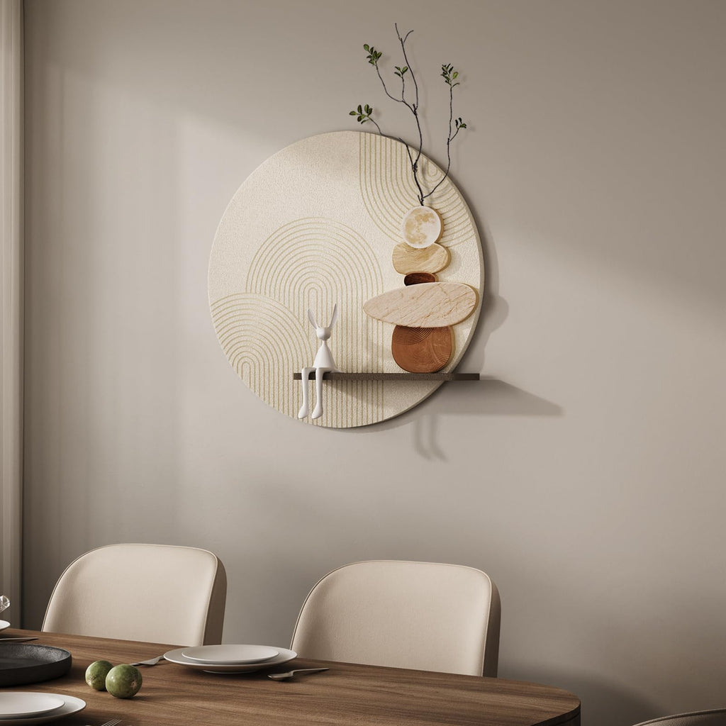 3D Textured Abstract Modern Round Wall Art Decor, 24x24 In