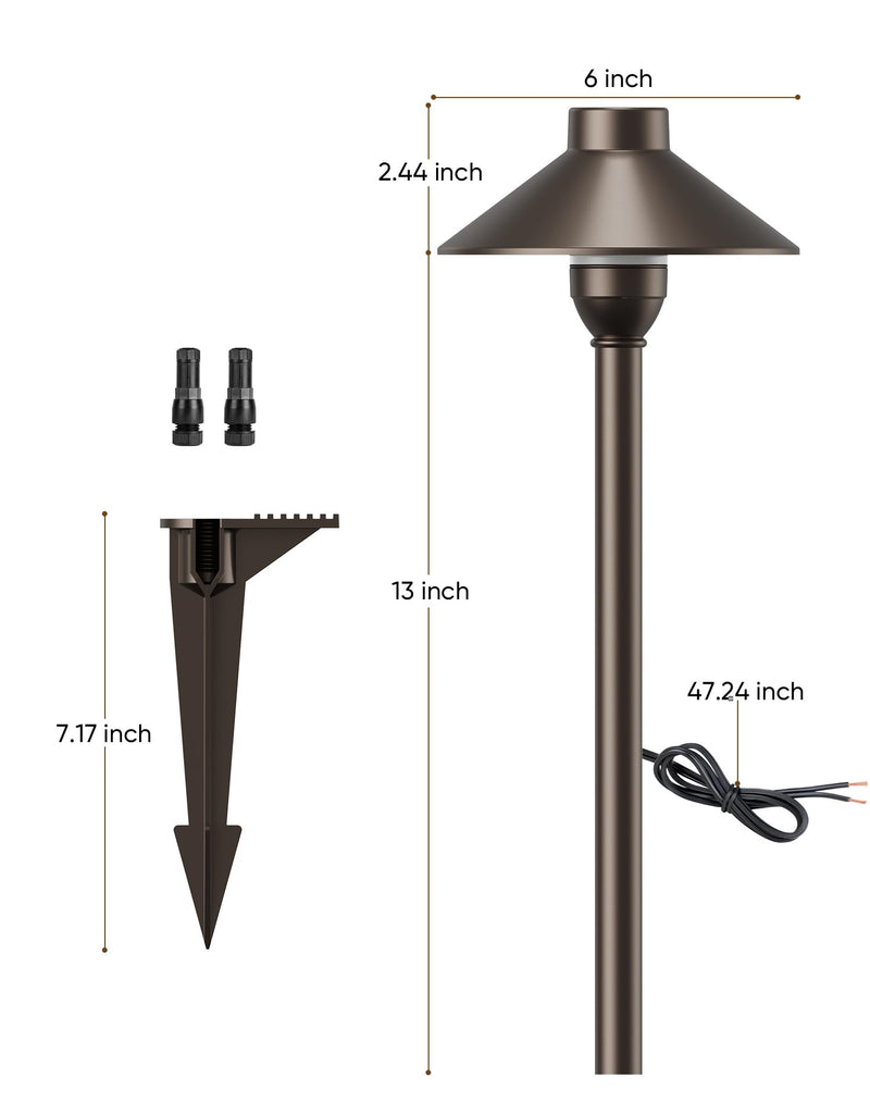 Low Voltage Landscape Lighting 24-Pack, Aluminum 12V Pathway Lights with G4 Bulbs, Waterproof Oil Rubbed Bronze Color