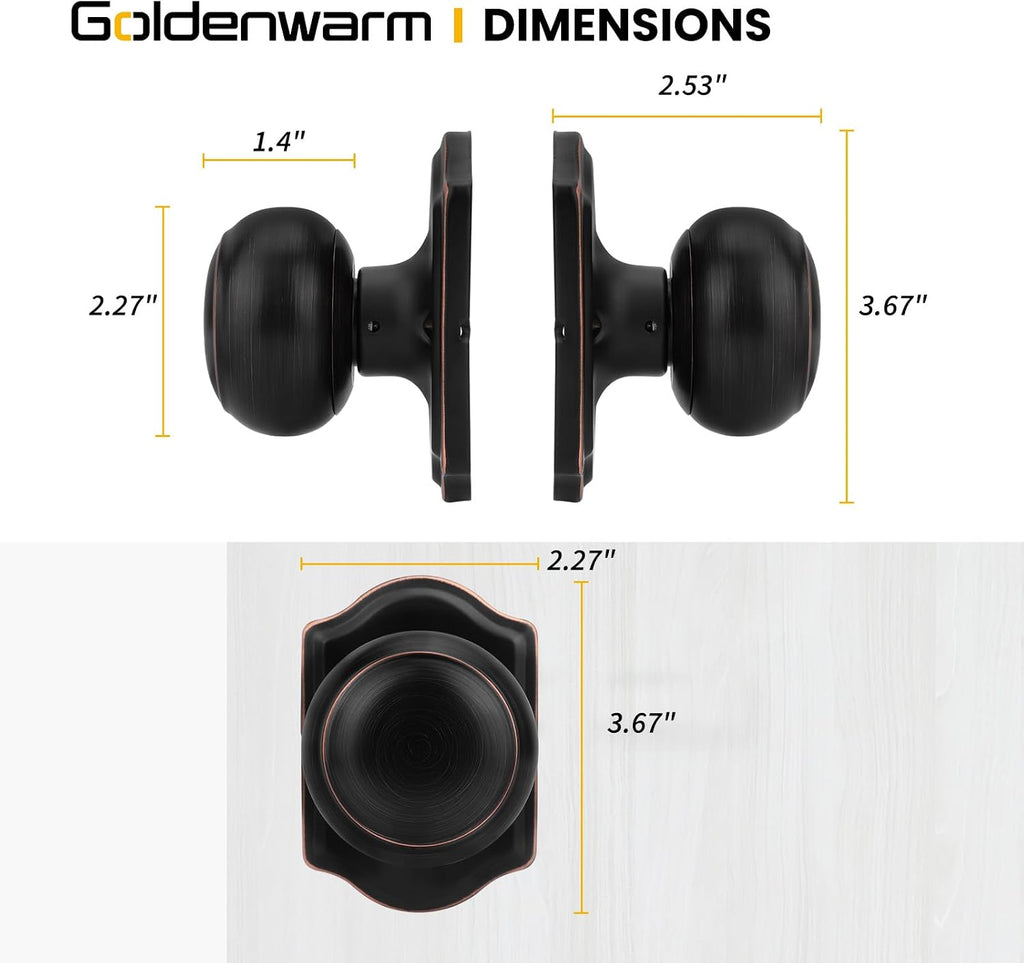 Oil Rubbed Bronze Dummy Door Knobs, Single Side Bronze Door Knobs No-Turning, Pull Function for Closet, French Double