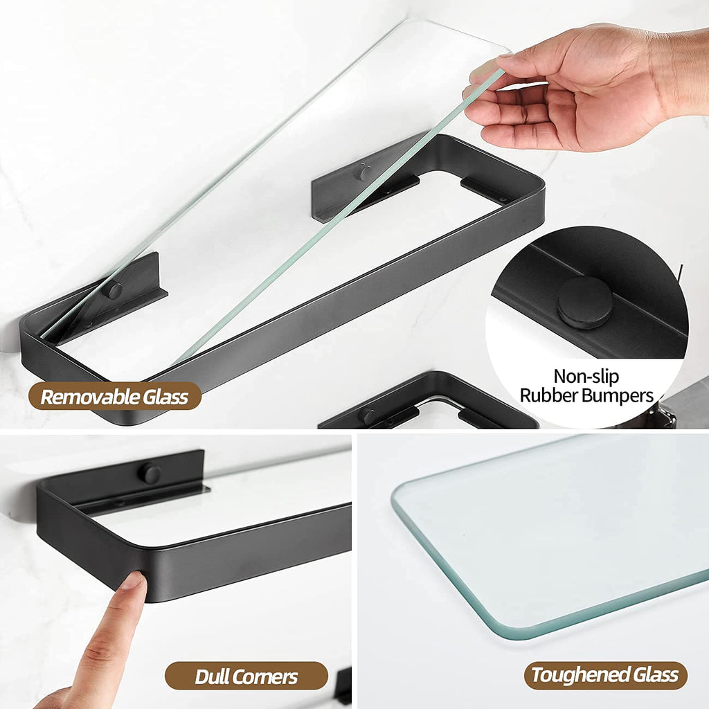 Bathroom Shelves Wall Mounted Glass Shelf for Floating Shelf Tempered Glass Shelves 2 Tier Bathroom Wall