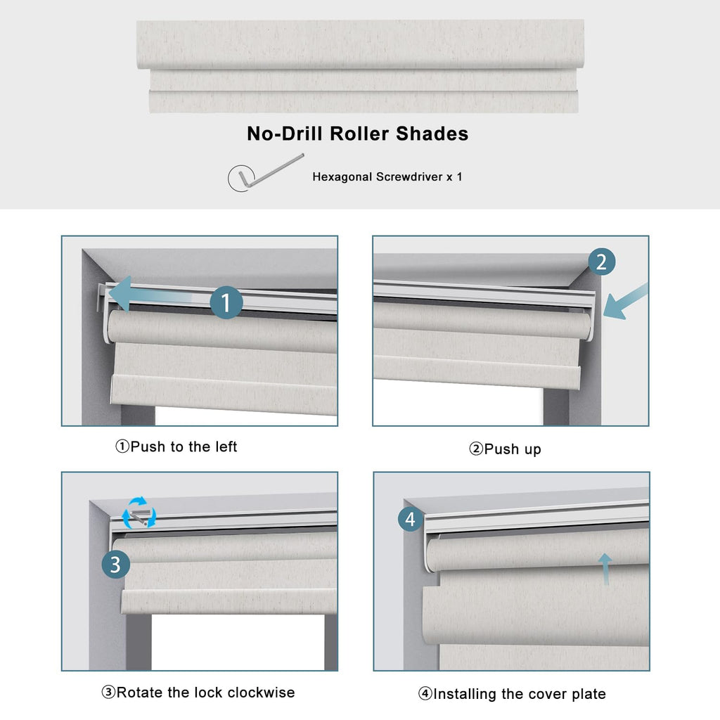 No Drill Motorized Blinds with Remote, Blackout, with APP, Voice