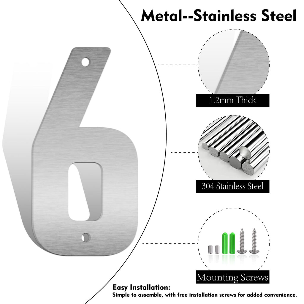 20" Custom 3 PCS Floating Stainless Steel House Numbers, Large Metal Number