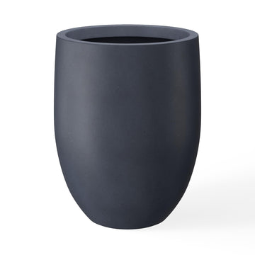Large Round Bullet Charcoal Concrete Planter 21.7" Tall, Outdoor
