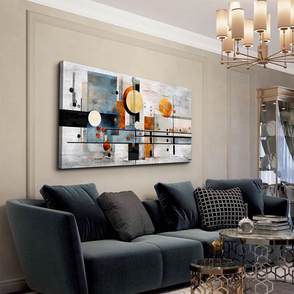Large Modern Abstract Horizontal Wall Art, 40x20 In