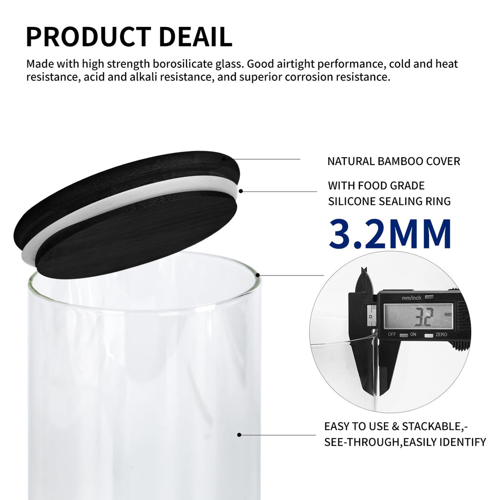 Rustic Modern Black 2PCS Small 44oz Coffee Storage Jars with Shelf, 2Pcs 1.295L Airtight Glass Coffee Containers