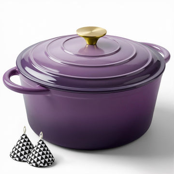 6 Quart Enameled Dutch Oven Pot with Lid, Cast Iron Dutch Oven with Dual Handles for Bread Baking, Cooking, Non-stick