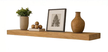 60 inch Wooden Floating Shelves for Wall - 60x6x2 in, High End Solid Natural Wood, Heavy Duty Bracket, Wall Mounted