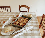 Rectangular Tablecloth, Cotton, Beige and Cream, 63 X 109, Farmhouse Plaid, Heat Resistant, 1.0 Coun